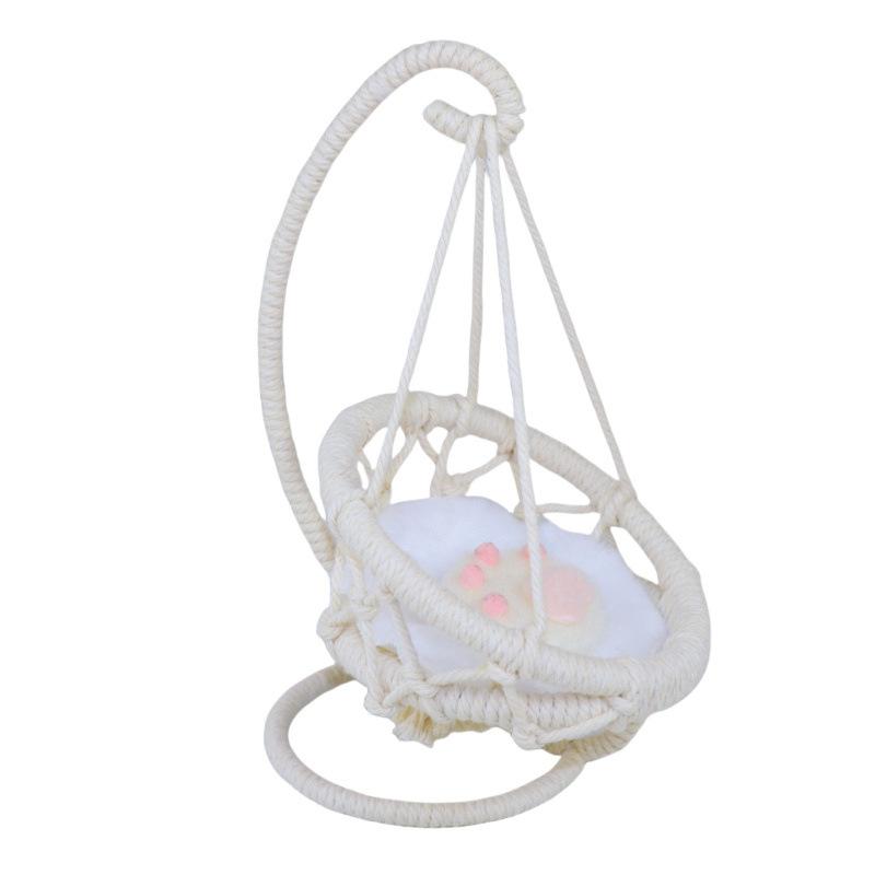 Doll Swing,9.3" Miniature Hanging Swing Chair with Cushion and Pillows,Dollhouse Accessories Mini Furniture Decorations DIY Scenery Props - Image 1
